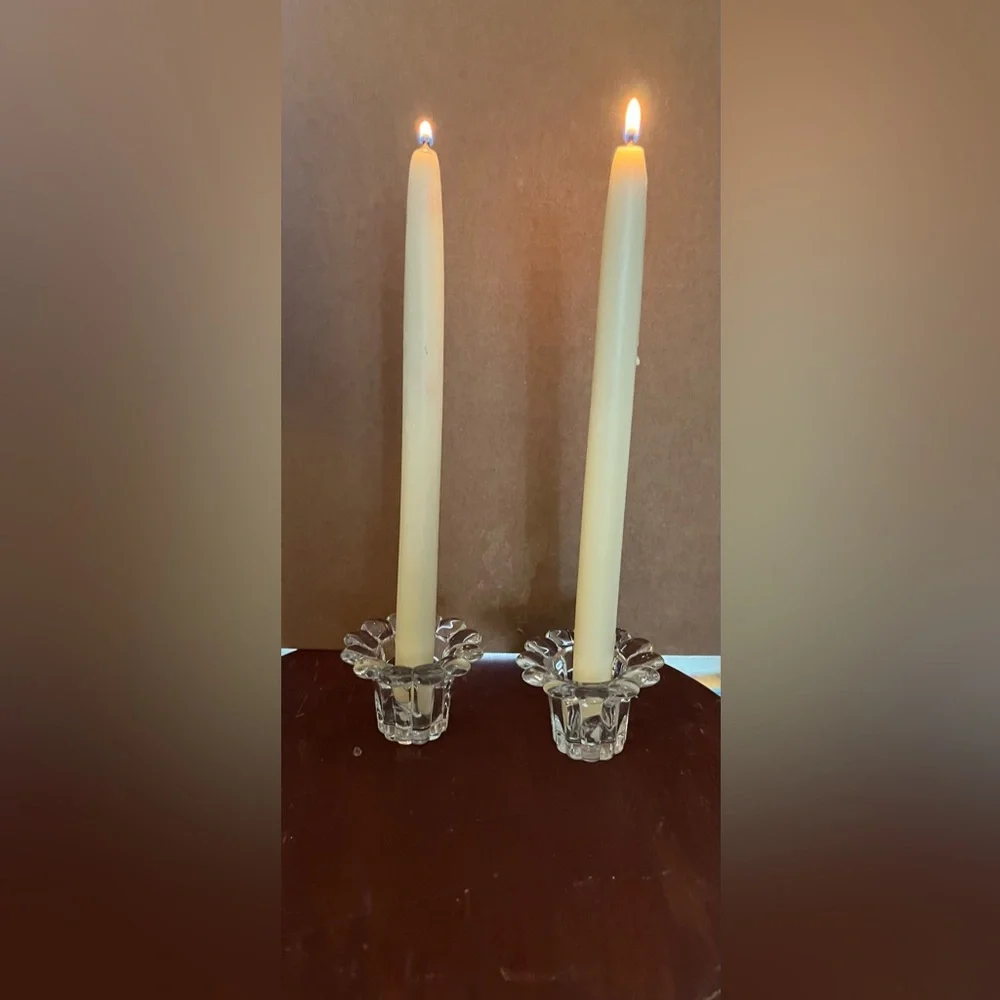 Pair‎ Glass Candleholders Italy NIB